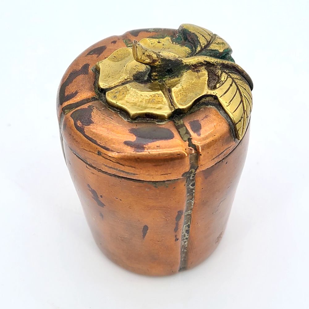 Antique/Vintage Copper/Enamel‎ Apple Container Box, EW China Marking Patina 3"